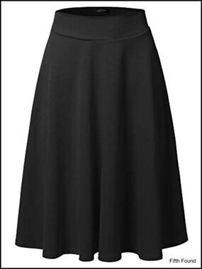 A-Line Midi Skirt High Waisted Flare Stretchy Casual